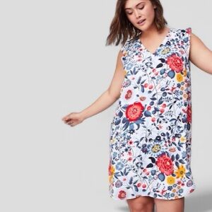 Loft Women’s Flutter Sleeve Floral Pattern Shift Dress Size Small